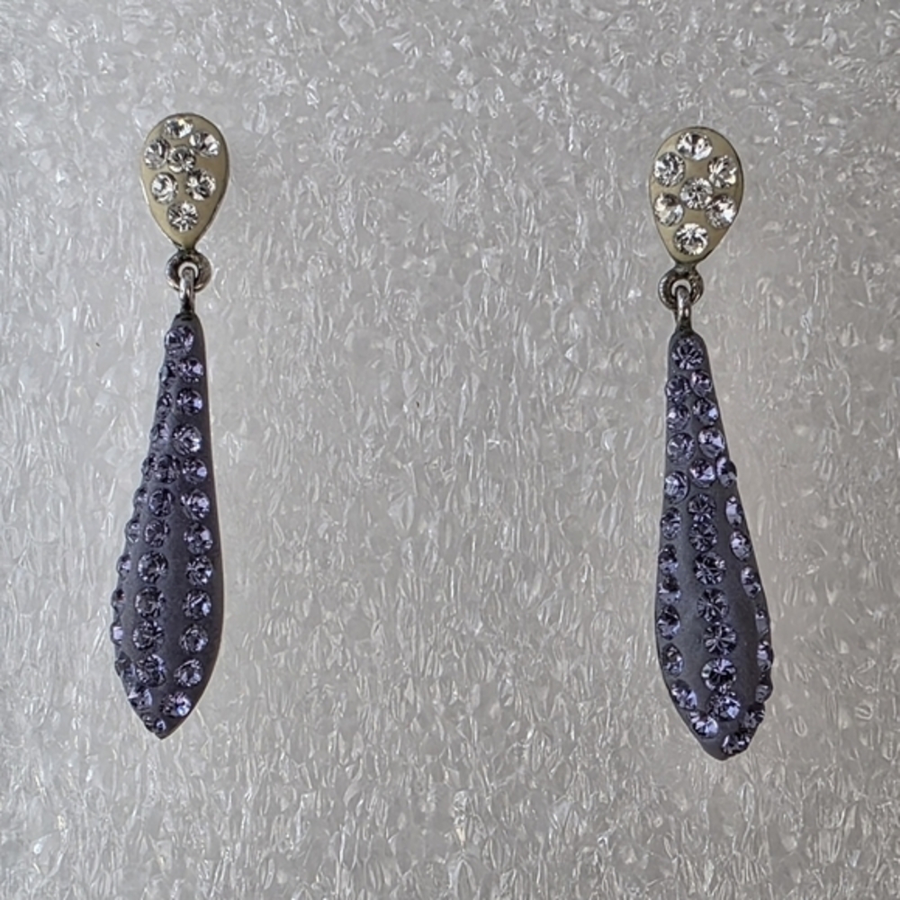 Crystal Silver‎ Purple Drop Earrings